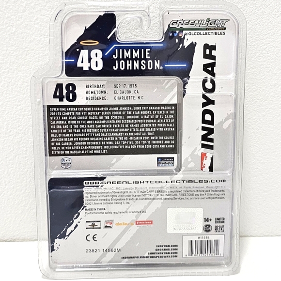 GREENLIGHT INDYCAR #48 Jimmie Johnson Limited Edition Car Model - Picture 6 of 15